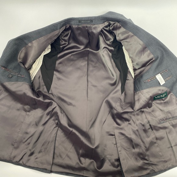 Lauren Ralph Lauren LRL Blazer Mens 40S Gray Wool Natural Stretch Suit Jacket - Picture 4 of 14